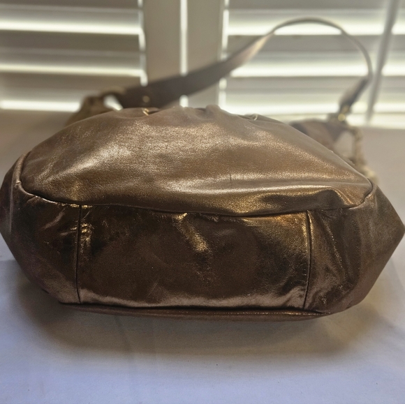 Michael Kors Bronze Metallic Shoulder Bag with MK Pendant - Picture 4 of 7